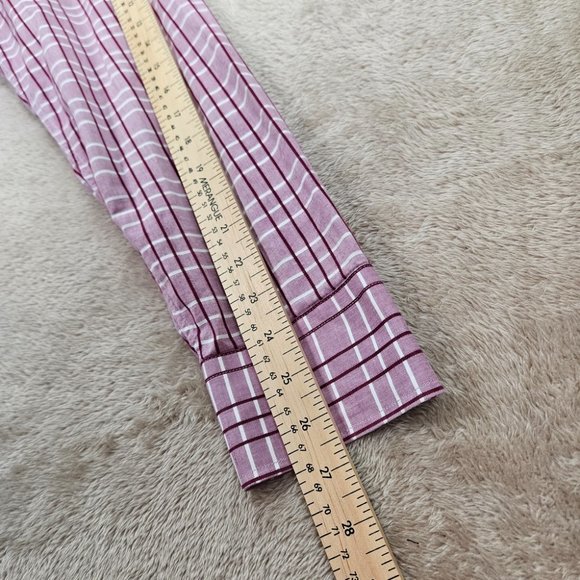 John Lennon Button-Down Oxford Shirt Pink Plaid Embroidered Long Sleeve Men's XL - Picture 5 of 11